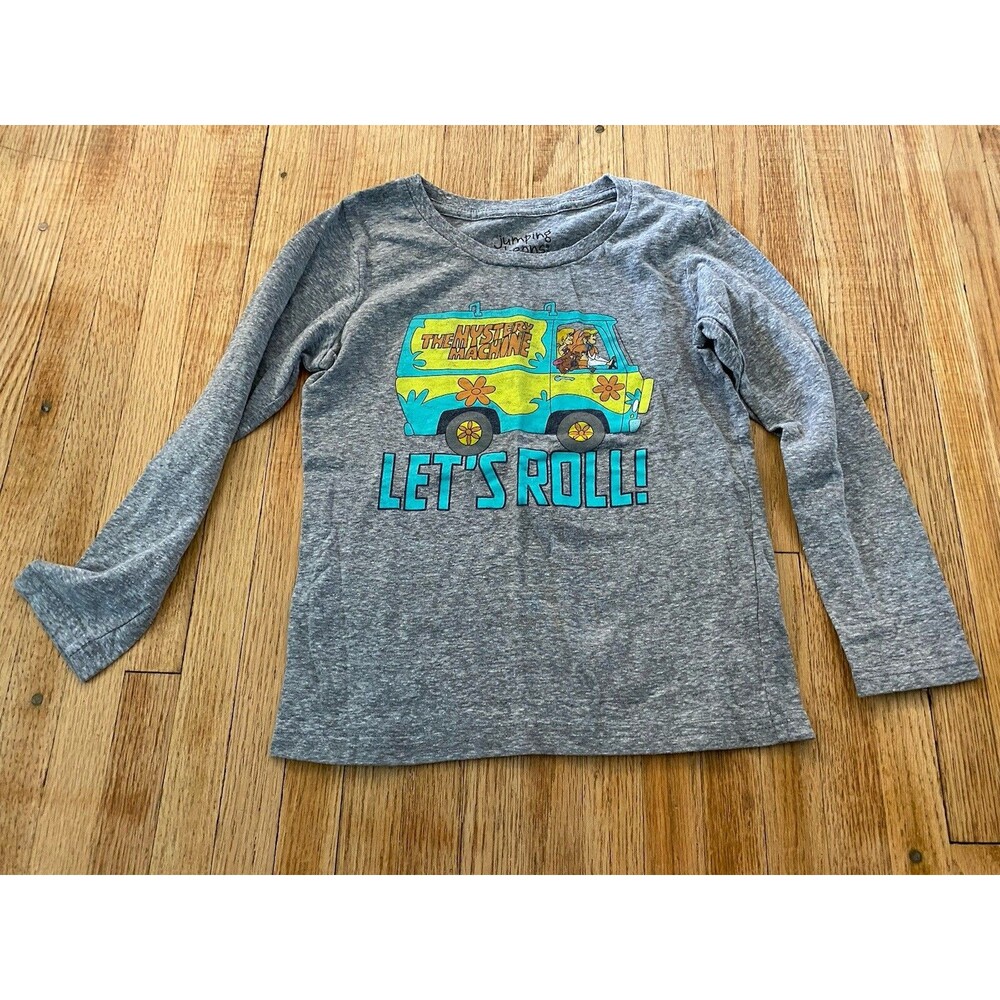 Jumping Beans 7 Scooby Doo Long Sleeved T-shirt Grey Let’s Roll Mystery Machine